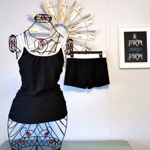 Nwt Cupshe 2‎ Piece Ruched Tankini w/Boy Shorts Size Large